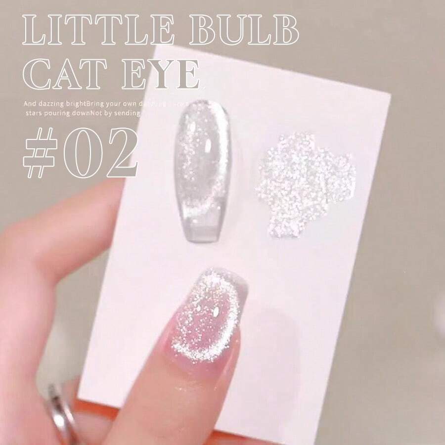 Miss Comoy 15ML Burst Flash Platinum Cat Eye Nail Polish 2025 New Porcelain White Moonlight Glass Beads Crystals Small Bulbs Burst Flash White Cat Eye Gel Nail Salon Dedicated - Multicolor - View 1