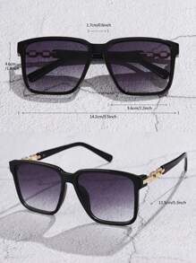 1 buc ochelari de soare pentru femei, cu aspect pătrat și gradient, stil retro, minimalist, versatili pentru exterior, vacanță, călătorii, pentru vacanță de vară la plajă, exterior, ochelari de soare de călătorie, cu lanț, stil elegant, ramă pătrată supradimensionată