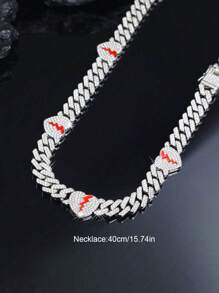 1pc Exquise gebroken hartvormige ketting, Unisex Punk Stijl Hip Hop Mode Liefdesketting Link Heren Sieraden, Multi-Layer Plating Constructie