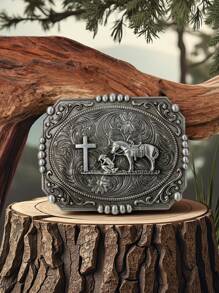 Klamra do paska ze skóry z kwadratowym krzyżem, średnica wewnętrzna 3,7 cm, styl vintage Vogue Fierce, lato, szkoła, codzienny, biznes, prezent dla chłopaka, męża, ojca, taty, mężczyzna, odzież codzienna, moda, nastolatek, outdoor, wakacje, sport, podróż, ulica, boho, vintage, jesień, halloween, akcesoria jesienno-zimowe, odpowiednie dla nastolatków, młodzieży, mężczyzn, na co dzień, outdoor, sport, wakacje, prezenty na ukończenie szkoły, urodziny, odzież codzienna - Czarne - Zobacz 8