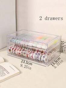 1pc Acrylic Transparent Drawer-Style Mask Storage Box, Desk Organizer Box For Lipsticks, Skincare, Makeup, Stationery, Large Capacity - Clear - View 5