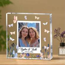 1pc Customized Acrylic Square Desktop Decor, Personalized Photo Frame, Gift For Mom, Birthday, Mother's Day, Thanksgiving, Christmas, From Son, Daughter, Ideal Holiday Memento For Mother, Stepmom, Grandmother Back To School