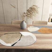 Mantel de estilo wabi-sabi de PU resistente al agua y al aceite, individual de mesa de comedor reutilizable antideslizante, posavasos resistente al calor, de lujo