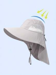 1pc Summer Sun Hat Wide Brim UV Protection Unisex Bucket Hat With Neck Flap For Men & Women Outdoor Hiking Fishing Boonie Hats (Due To Different Production Batches, The Style Of The Adjustment Buckle Is Not Fixed And Will Be Shipped Randomly.) - C - View 14