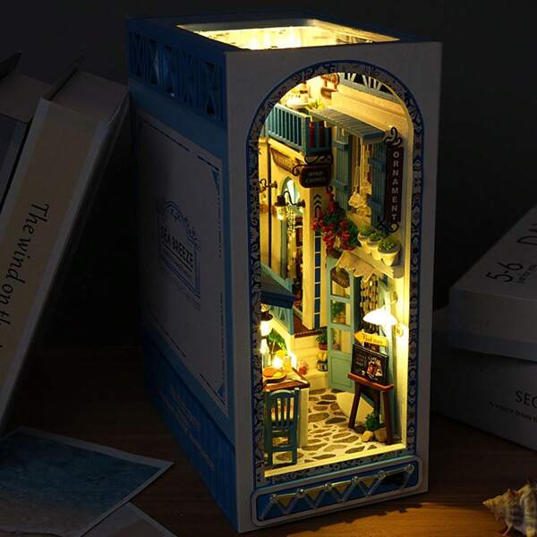3D-Buchstützen-Puzzle aus Holz, DIY-Puppenhaus-Buchstützen aus Holz, Bücherecken-Modellbausatz für Jugendliche und Erwachsene zum Bauen – kreatives Geburtstagsgeschenk (Glühwürmchenwald, Unterwasserführer)