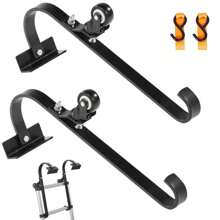 Ladder Roof Hook Stabilizer Set With Fixed Wheel And Swivel Bar Steel Structure For Enhanced  And Stability - Black - View 1