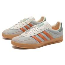 Adidas Originals 男鞋女鞋休閒鞋 GAZELLE INDOOR 舒適輕量運動鞋低筒耐磨情侶鞋 - 灰綠/橙黃 - 查看 8