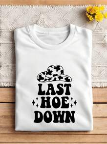 Last Hoedown Country Girl Shirt, Rodeo Bachelorette Party OutFit, Western Bride Vibes Apparel, Cowgirl Hat Western Wedding Casual Tees, BS-82 - trắng - Xem 1