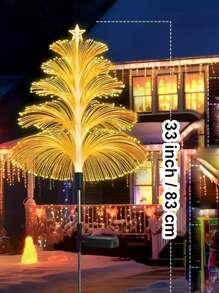 1/2/4个装太阳能五层水母星形灯，圣诞树灯，花园草坪地面嵌入式装饰灯，适用于小路、庭院、露台、户外派对和花园照明 - 彩色 - 查看 5