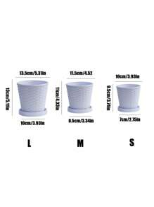 1pc/3pcs Thickened Bamboo Woven Round Planter Pot With Tray For Indoor Plants, Succulents And Philodendrons Gifts Birthday Graduation