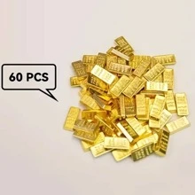 Mini Gold Bar Replica - 24K Gold-Plated Alloy Collectible, Decorative Display Model For Home/Office, Investment Prop Gift (Realistic Design, Luxury Style)