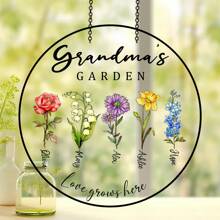 1pc Custom Kids Name Acrylic Suncatcher ,Grandma Gift,Personalized Home Decoration,Personalized Acrylic Window Hanging Decoration,Personalized Grandma's Garden Gift For Grandma, Mother's Day Gift For Grandma, Nana Birth Month Flower Stain Acrylic Suncatcher,Gift For Grandma, Gift For Mama,Gift For Nana,Perfect Gift For Birthday,Mothers Day Gift,Suitable For Decoration In Living Rooms, Bedrooms, Courtyards, And Gardens.,Multi-Functional,Adjustable, Ornamental,Reusable,Adhesive,Exquisite,Adorable,High-Quality,Modern,Colorful,Cute,Comfortable,Stylish,Custom,Personalized,Unique,Ideal Gifts For Him,Ideal Gifts For Her,Boyfriend,Girlfriend,Dad,Mom,Family,Friends,Son,Daughter,Office,Tea Room,School,Home,Home Refresh,Customized Crafts,Office Decor,Elegant Living