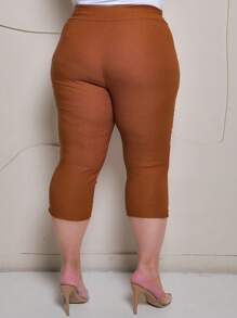 Women's Plus Size Capri Pants - Rust Brown - View 2