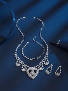 5 pièces, Set de collier tout en strass, cadeaux mode et personnalisés, chaîne de luxe légère, parure de frange 4 pièces, accessoires de mariée tout-en-un, cadeaux de fête, ensembles de bijoux, cadeaux d'été, cadeaux pour mère