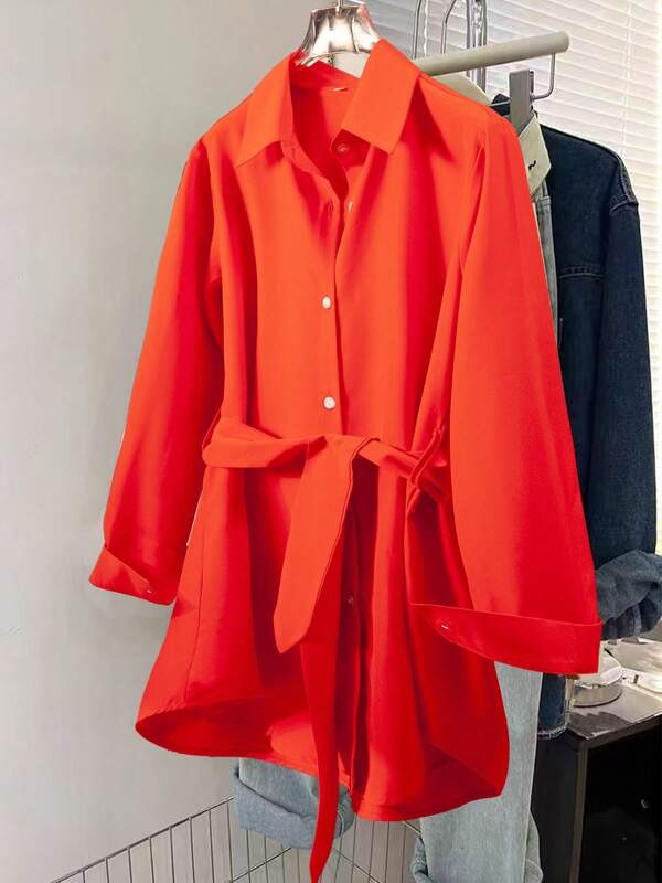 Women's Comfortable Versatile Casual Solid Color Front Button Long Sleeve Shirt