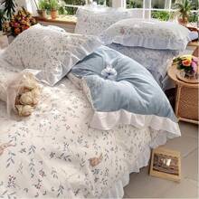 Vclife Queen Comforter Set White Blue Girls Romantic Ruffle Comforter With 2 Pillow Shams Vintage Cozy Bed Comforter Set For All Seasons - Chăn in sợi hóa học - chú thỏ đáng yêu - Xem 7
