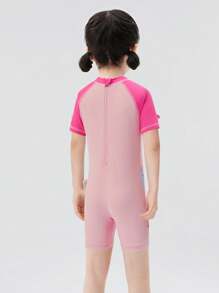 Balabala Baby Girls' One-Piece Swimsuit, UV Protection Swimwear - Red Hue - View 3