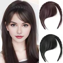 休闲编织波浪刘海，带太阳穴发片头带，适合外出和约会，发带，发箍头带 - 彩色 - 查看 1