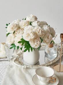 12/20pcs Artificial Peony Flowers Fake Peony Stems Faux Peony Flowers Bulk Realistic Peonies Flower Arrangement For Wedding Decoration Party Home Table Centerpieces Decor