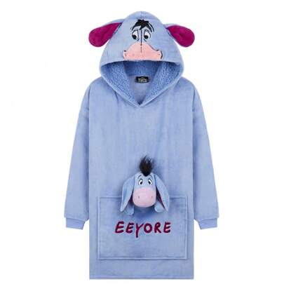 Disney Stitch Fleece Hoodie Blanket With Plushie Eeyore Angel Minnie Mouse Oversized