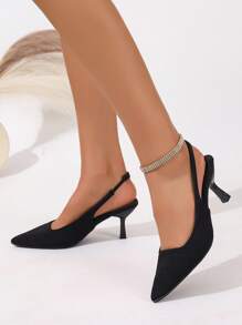 Zapatos de tacón alto de punta cerrada elegantes negros para mujer para eventos, Zapatos de tacón de aguja de punta cerrada blancos para mujer, Talla grande