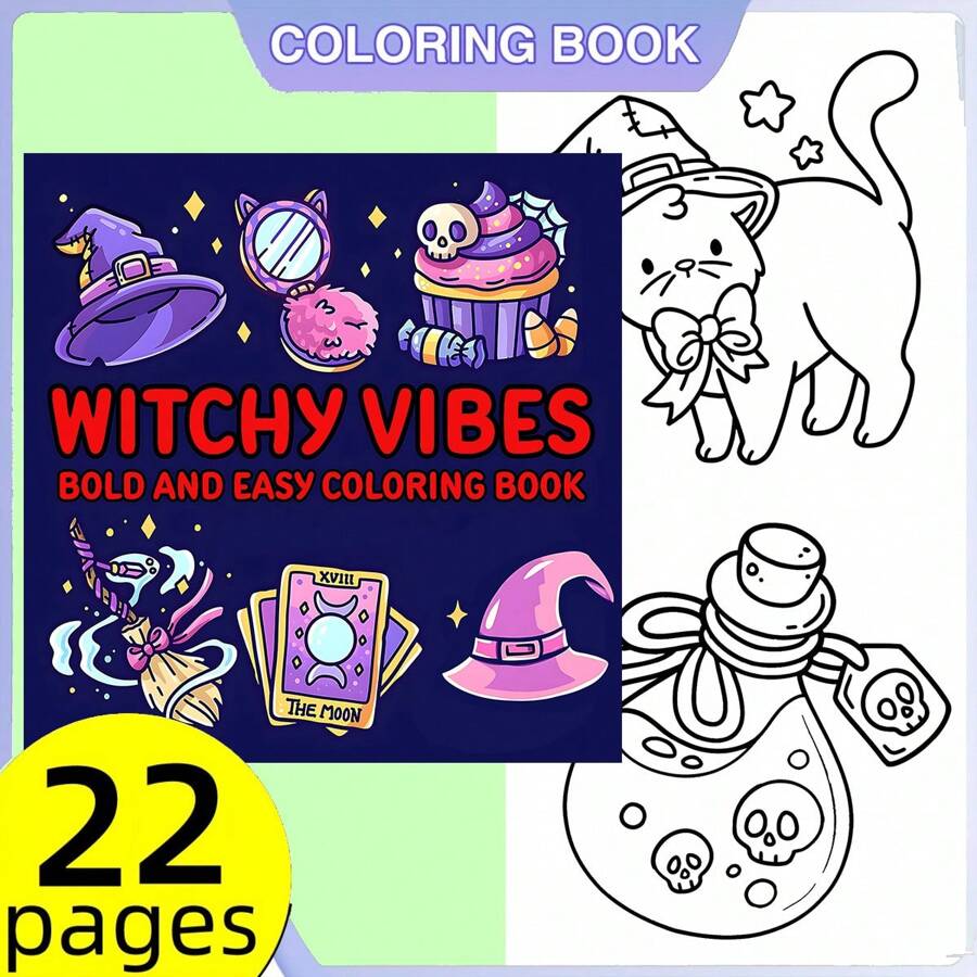 1 本 22 页巫术涂色书，适合作为儿童礼物、母亲节、妈妈礼物、返校礼物、学校用品 - 20.5x20.5cm - 查看 1