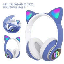 Kids Children Headphones Wireless Bluetooth Headset LED Lights Cat Ear Earphone