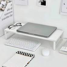 1pc Monitor Riser Stand, Desktop Computer PC Display Holder Shelf, Office Desk Storage Organizer - Multicolor - View 1