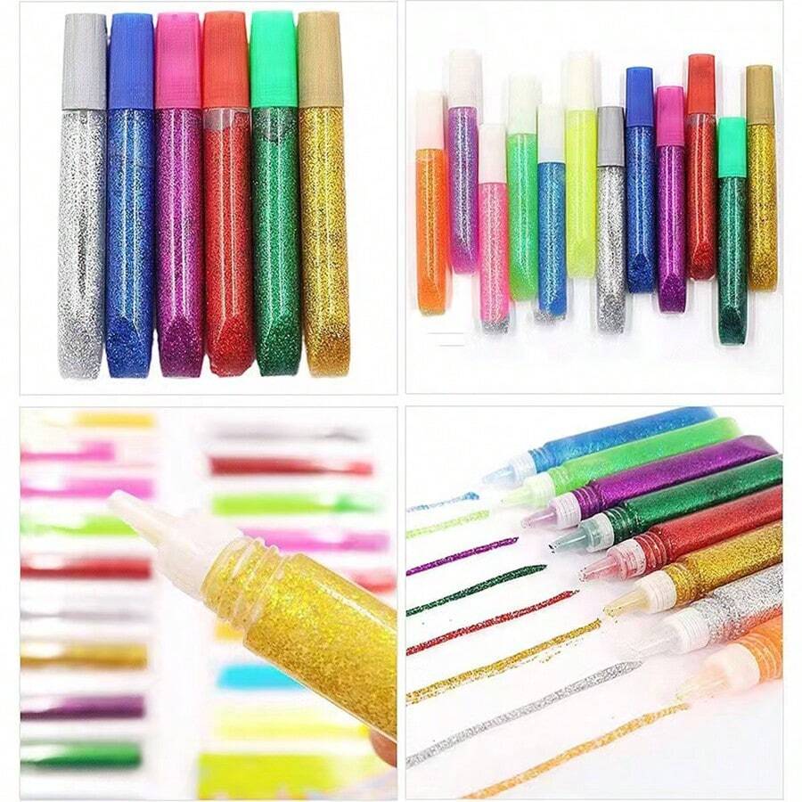 1/3/5pcs Glitter Gel Pens, Colored Glitter Pens, 7-Color Gel Pens In Gold And Silver, Suitable For DIY Crafting And Painting