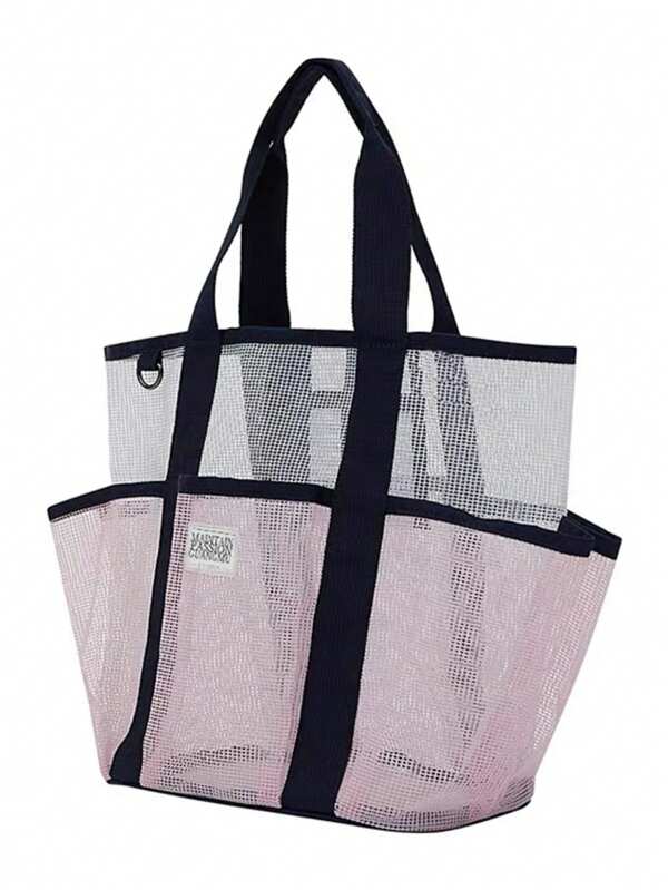 1PC Women's Mesh Beach Tote Bag, Perfect For Casual, Carefree Poolside Use During Vacations Or At The Beach.Mesh Beach Bag - Large Tote Bag, Perfect For Family Essentials, Toys, And Vacations