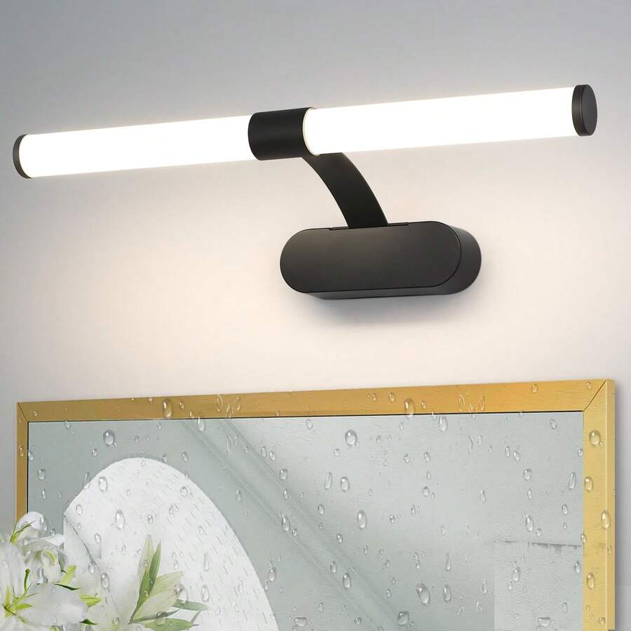 Luz de espejo LED para el baño - Luz de pared para baño negra 40/60CM Lámpara de pared para baño 6W Moderna resistente al agua IP44 Luz de pared blanco neutro 4000K, adecuada para sótanos, cocinas y armarios de baño.