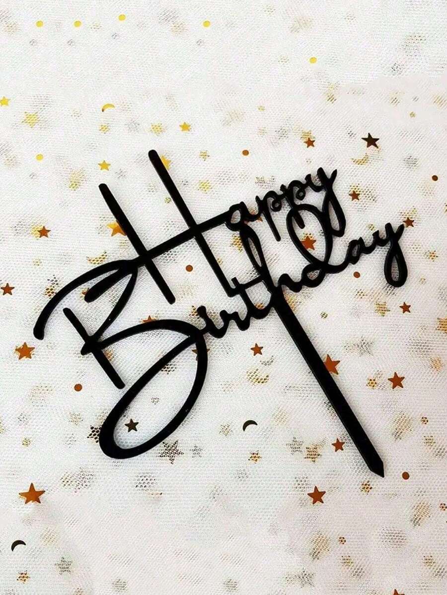 10/20入 生日快樂壓克力蛋糕插牌 生日蛋糕裝飾插牌 派對裝飾用品 現代英文字母圖案 鏡面金黑色壓克力 多功能蛋糕裝飾插牌 適用生日派對裝飾創意 - 彩色 - 查看 1
