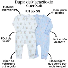 02 Pieces Baby Girl's And Boy's Cold Weather Jumpsuit In Soft Warm Sublimated Printed Jumpsuit With Zipper Easy To Wear Winter Clothes - 白色 - 查看 2