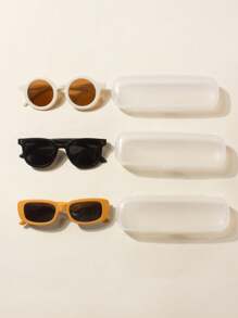 3 件婴儿眼镜 + 3 件眼镜盒，男婴和女婴眼镜，酷炫，可爱，婴儿眼镜礼物，春季配饰，夏季配饰