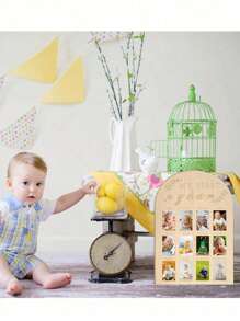 1pc Baby Picture Frame, My First Year Baby Milestone Board Wood Photo Display Personalized 12 Months Newborn Photo Frame For Boy Girl Baby Birthdaybaby Shower Family Decorations Gifts Baby Shower Easter Gift Sthings For Girls/Boys - Multicolor - View 8