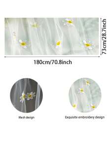 Daisy Flower Mesh Fabric Table Runner, White Sheer Lace Embroidery For Wedding Dress DIY Sewing Decor Craft, Party Wedding Banquet Home Decoration - Daisy Embroidered Table Runner - View 3