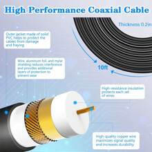 4K 1080P 高清电视天线，室内/室外/车载数字电视天线，带信号放大器，适用于卧室、客厅（购买前请确认当地信号覆盖情况，不适用于数字电视，需要机顶盒，使用时请避开厚墙区域） - 黑色 - 查看 6