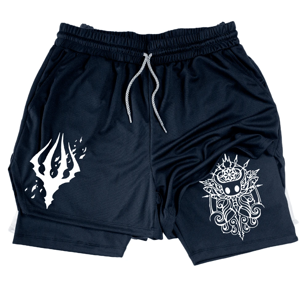Men's Dry Fit 2-In-1 Compression Shorts Hollow Knight King's The Gym Knight - màu đen - Xem 1