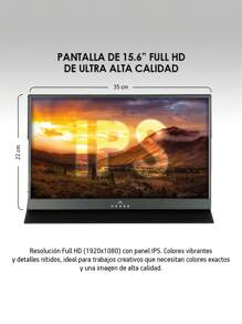 Akane Monitor Portátil Full HD 15.6 Pulgadas, Pantalla Externa para Laptop, Celular y Consola, Conexión USB-C y Mini, para Android, iOS, Windows y más, con Funda Magnética - Tipo de Enchufe A USA (110-127V) - Ver 3