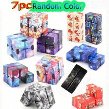 Set da 3-10 pezzi Cubo magico pieghevole casuale a motivi spaziali, puzzle a 2 strati a taschino