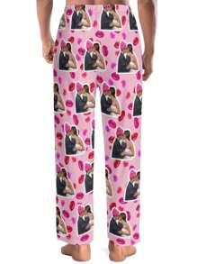 Funny Customized Men's Pajama Pants, Unique Photo Printed Sleepwear, Cozy And Comfortable Personalized Pants For Men, Ideal Birthday, Christmas, Anniversary Gift For Boyfriend, Husband, Or Friends - Pink - View 6