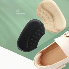 4pcs Set: 2pcs Beige Forefoot Pads, 2pcs Black Heel Grips, Non-Slip, Anti-Friction, Breathable Shock-Absorbing Half Size Up Insole Pads For High Heels And Sneakers