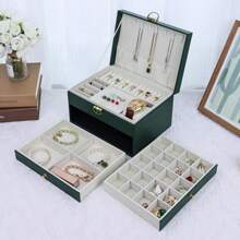 3-Layer Jewelry Box With Jewelry Storage Drawers, Large Jewelry Box And Storage Case, With Velvet Earring Holder, Lockable Jewelry Box, Gift For Valentine's Day - Multicolor - View 8