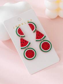 1 Pair Fashionable Women Watermelon Design Jewelry Earrings, Perfect Gift For Beach Vacation, Party