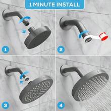 SparkPod Cabezal de regadera -Lluvia de alta presión -Diseño cromo moderno y lujoso -Instalación sencilla sin herramientas -El reemplazo ajustable perfecto para los cabezales de regadera de tu baños - ‎Gris (Carbón) - 6" Round - Ver 4