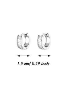 Luxury Multi Square Cubic Zirconia Gold Color Earrings For Women, 18K Gold-Plated & Silver Color Anti Fading Hoop Earring, Wedding Party Jewelry Vacation Accessories, Gifts For Mom/Best Friends - Multicolor - View 12