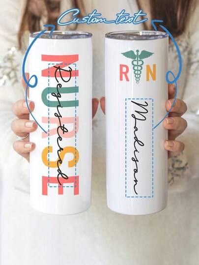 15oz Personalized Helicopter Pattern Insulated Tumbler, Nurse Travel Mug, Personalized Nurse Gift, Nurse's Day Gift, Nursing Student Gift, Registered Nurse Gift, Nurse Graduation Gift, Nurse's Day Gift (For Family And Friends)