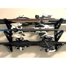 StoreYourBoard Ski Rack – Heavy-Duty Horizontal Ski Wall Mount & Swboard Wall Mount For Garage Wall Shelving - Swboards & Gear, Multi-Sport Skateboard Organizer - Skiing Accessories - Holds 3 Pair - 1 - View 5