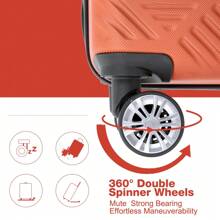4-Piece ABS Lightweight Suitcase, 14 Inch Makeup Box, Aircraft Wheels (14/20/24/28) DARK ORANGE