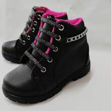 Bota Preto/Pink Strass Menina Estilo e Qualidade - Preto - Visão 6